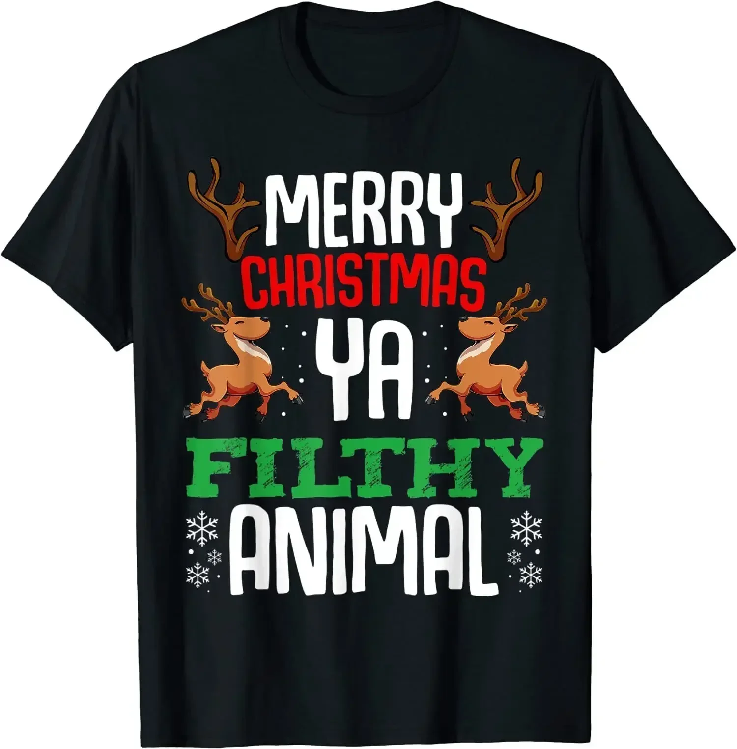 

Merry Christmas You Animal Funny Xmas O-Neck Cotton T Shirt Men Casual Short Sleeve Tees Tops Harajuku Streetwear