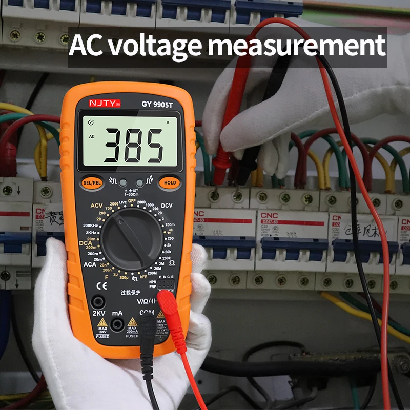 NJTY High Voltage Digital Multimeter 2000V AC/DC Professional Voltmeter Ammeter Capacitance Temperature Ohm Multi Meter Tester