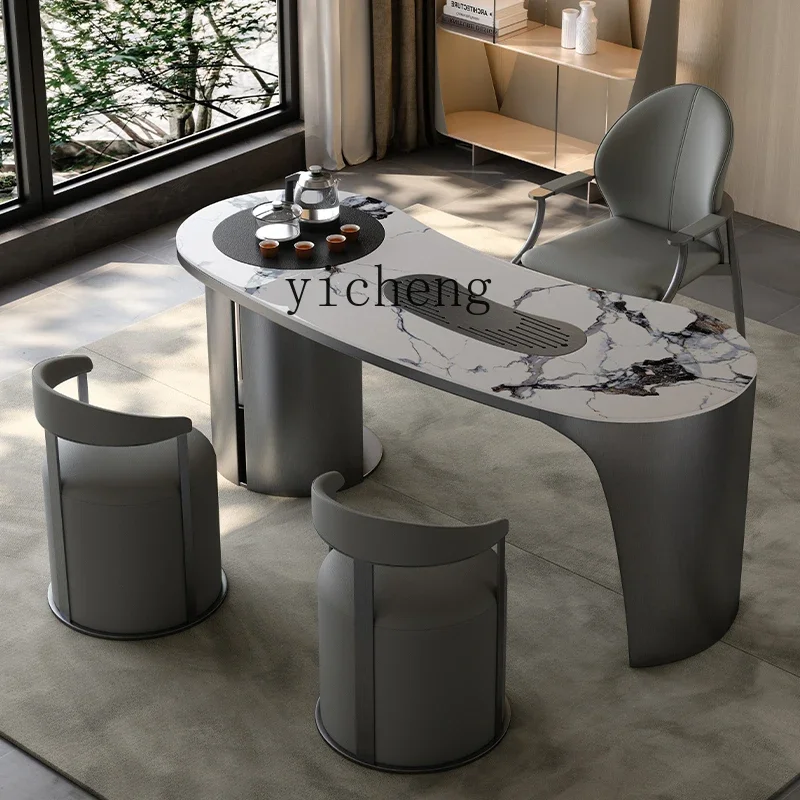 

tea table and chair combination home balcony tea table office rock slab light luxury high sense small simple modern