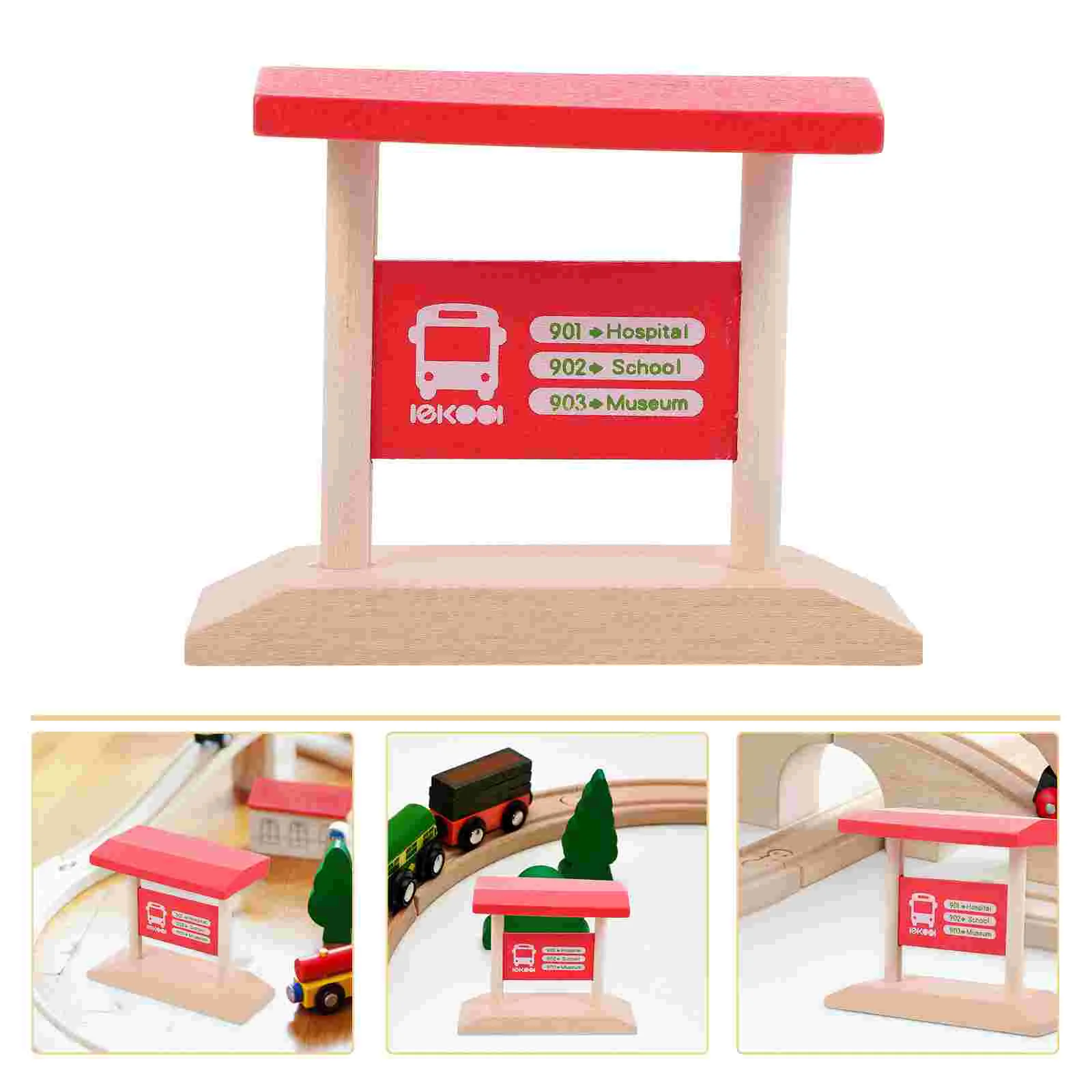 Toy Railway Scene Prop DIY Train Station Platform Bulk Weather-resistant Funny Decorative Wooden Fade-resistant Lover Gift