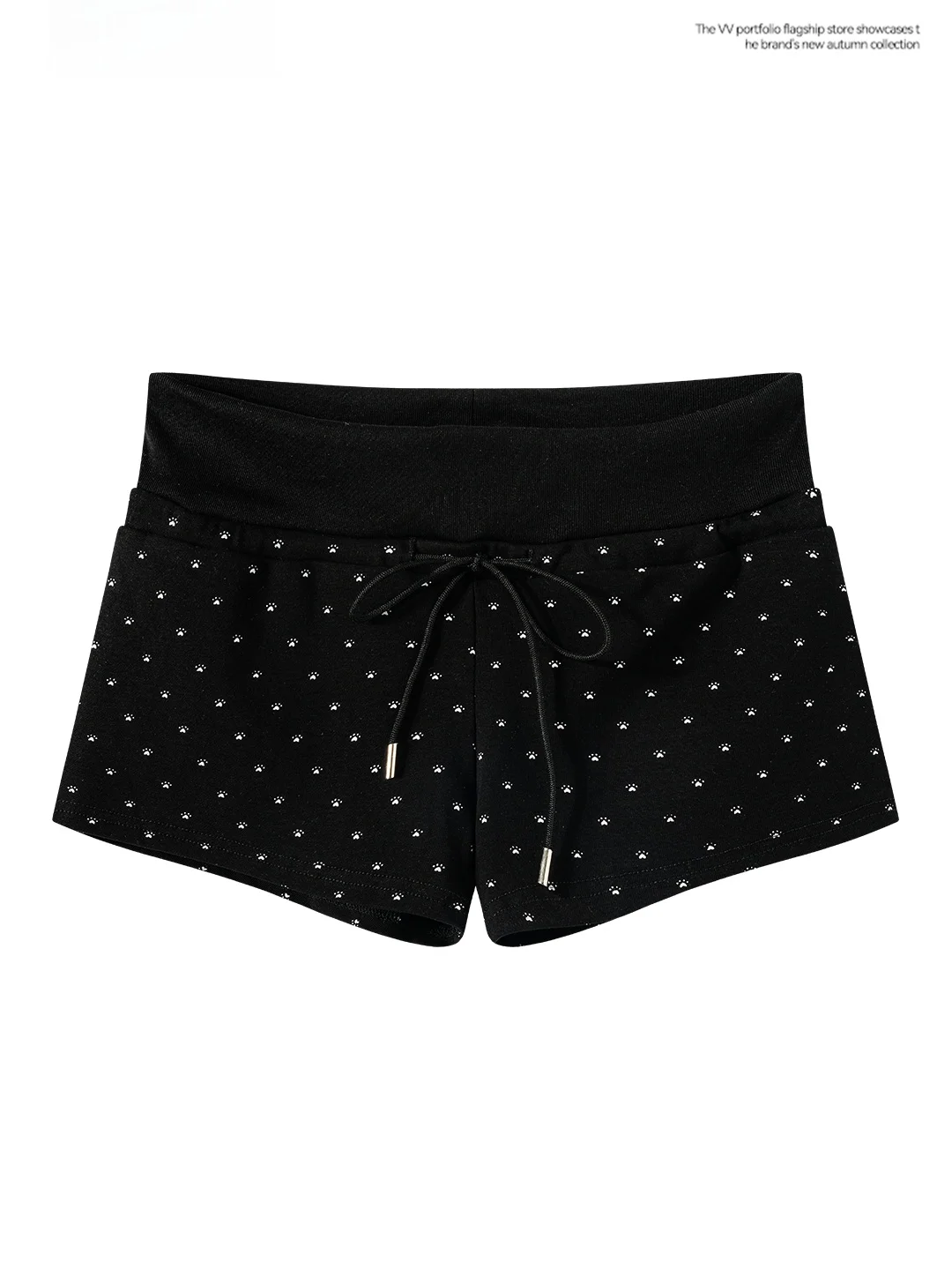 Black Polka Dot Drawstring High Waist Bodycon Shorts Women's Summer High End Feel Base Layer Pants Tummy Control Butt Lifting