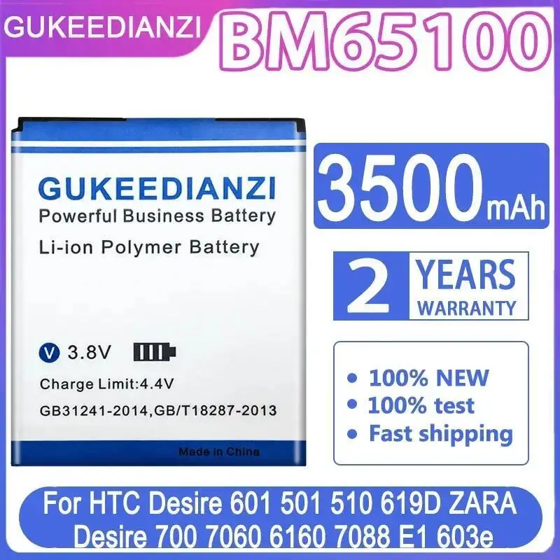 

3500 мАч BM65100 для HTC Desire 601 501 510 619D Zara 700 7060 6160 7088 E1 603E Высокоэффективный аккумулятор для мобильного телефона