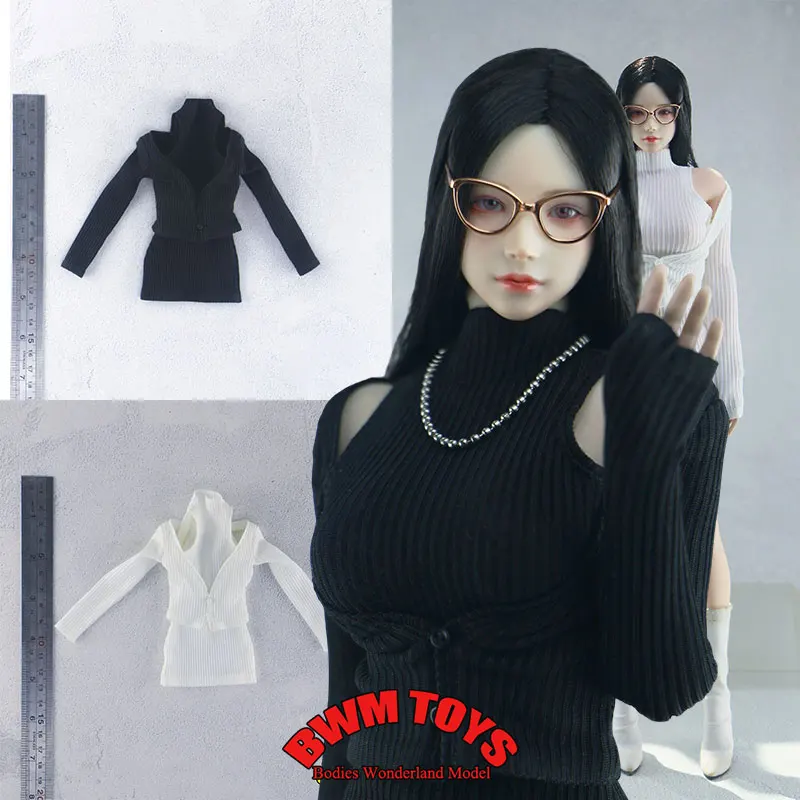 

In Stock CUKE TOYS 1/6 Scale Female Soldier High Neck Sleeveless Tight Sweater Dress Big V-neck Cardigan For 12'' Action Figure