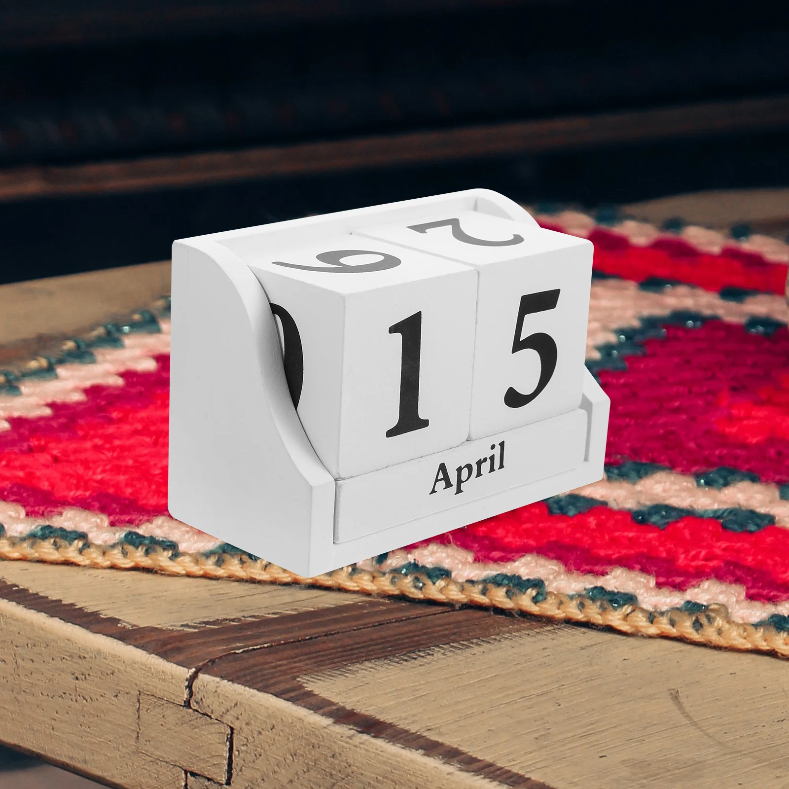 

Wooden Desk Calendar House Shape White Color Smooth Edges Multi Use Home Office Decor Reusable Month Date Display
