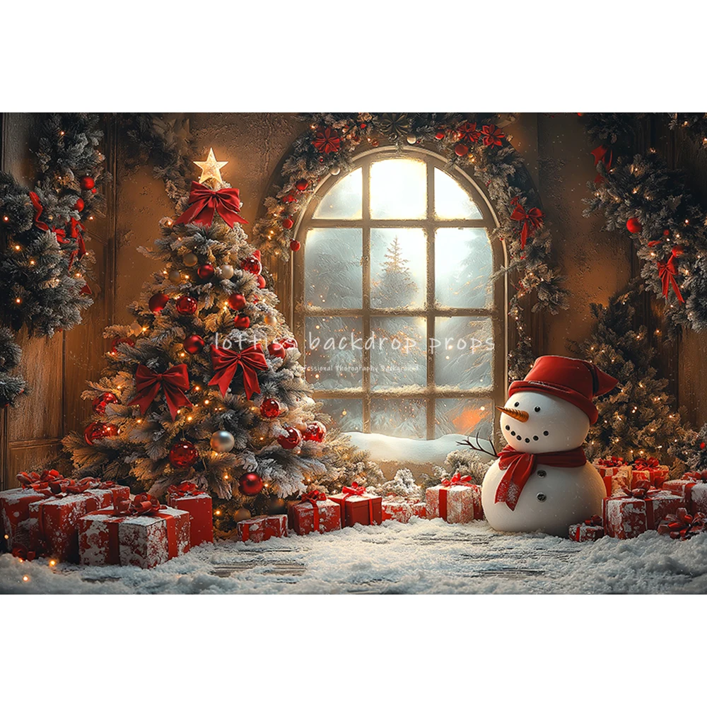 Natal castelo boneco de neve cenários crianças família fotografia natal janelas grinalda caixa de presente fundos