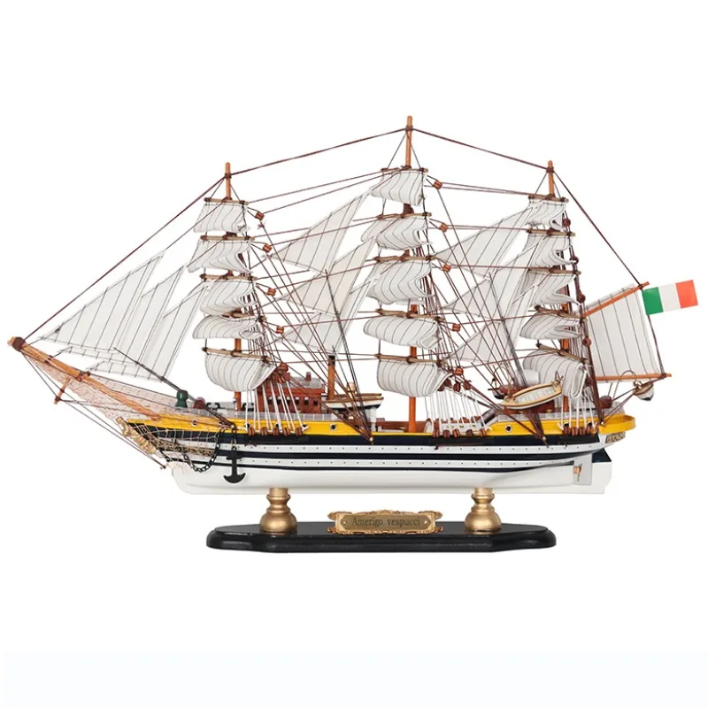 Vendita calda Amerigo Vespucci modello di barca a vela in legno massello ornamenti per la decorazione della casa per regalo