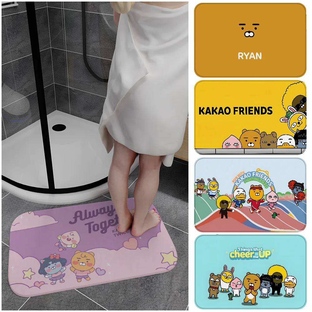 Cute K-Kakaos F-Friends Door Mat Washable Non-Slip Living Room Sofa Chairs Area Mat Kitchen Toilet Rug