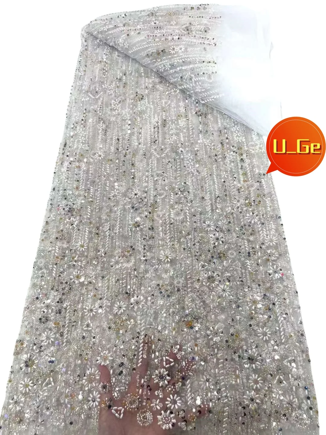 5Yards 2024 Latest Delicate Elegant Best Quality Soft Embroidered Beaded Tube Lace fabric For Wedding Evening Dress U_Ge2138