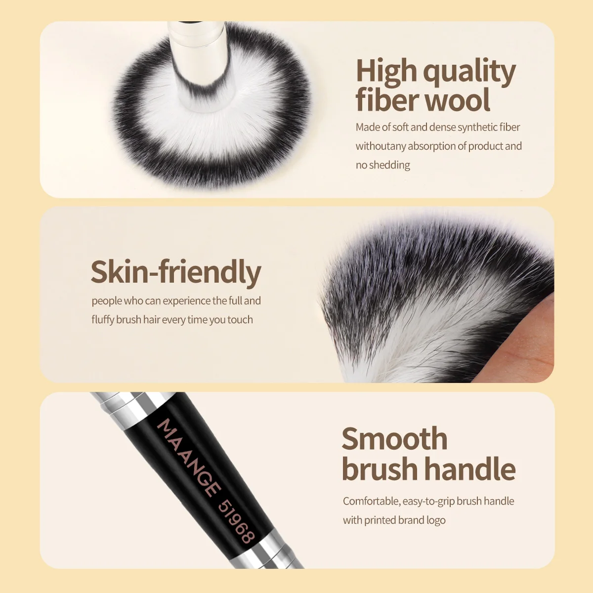 MAANGE 4pcs Makeup Brushes 2pcs Dual-ended Concealing Blush Brushes 2pcs Flat Top Angled Foundation Brushes Kit for Gifts Girls