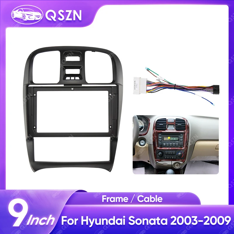 

QSZN 9Inch Car Radio Fascia Frame For HYUNDAI SONATA 2003-2009 ABS PC Plastic Fascia Dashboard Silvery Gray/Matten Black