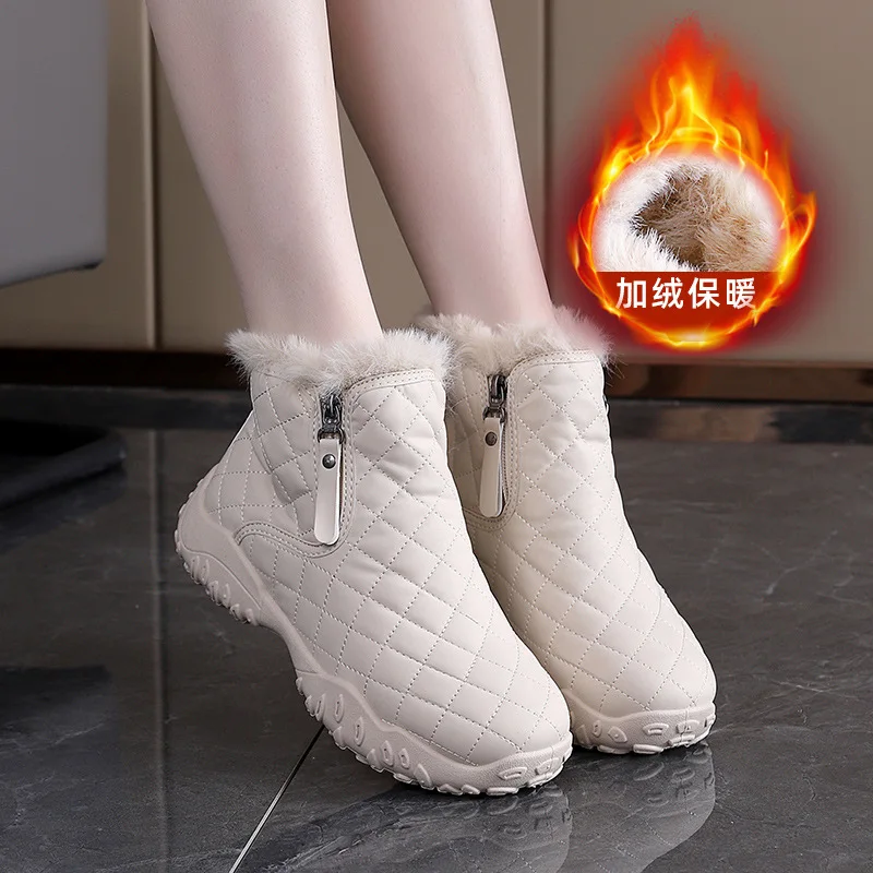 

Snow Boots Women's 2025 new winter fleece thick-soled fashionable cotton boots and warm cotton shoes