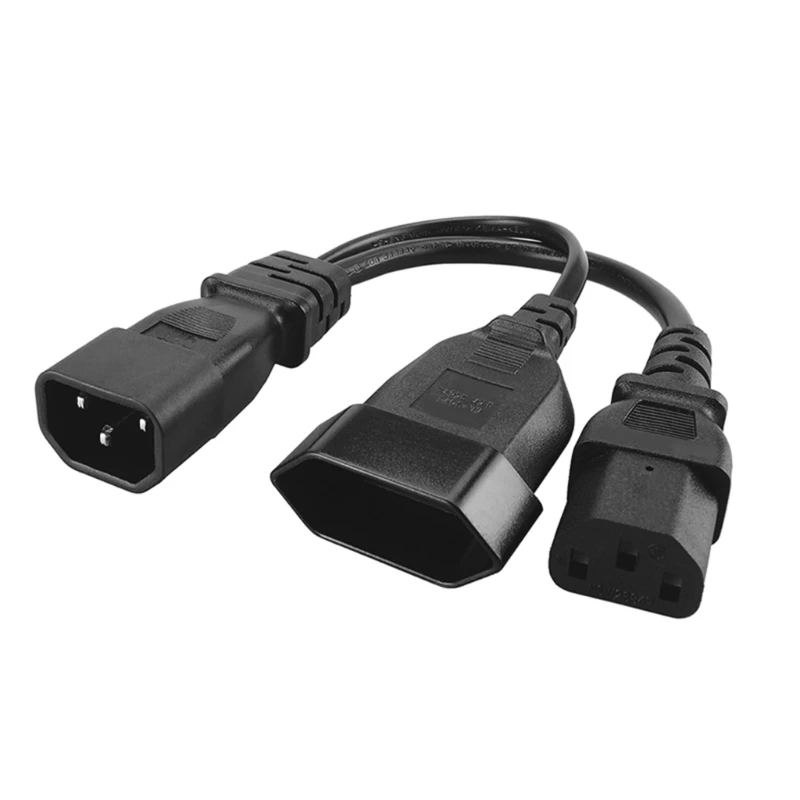 3Pin C14 to EU4.0mm+C13  Connectors Adapters Cord Male Plug to Female Socket Converters Wire Y-splitter Power Cable Line