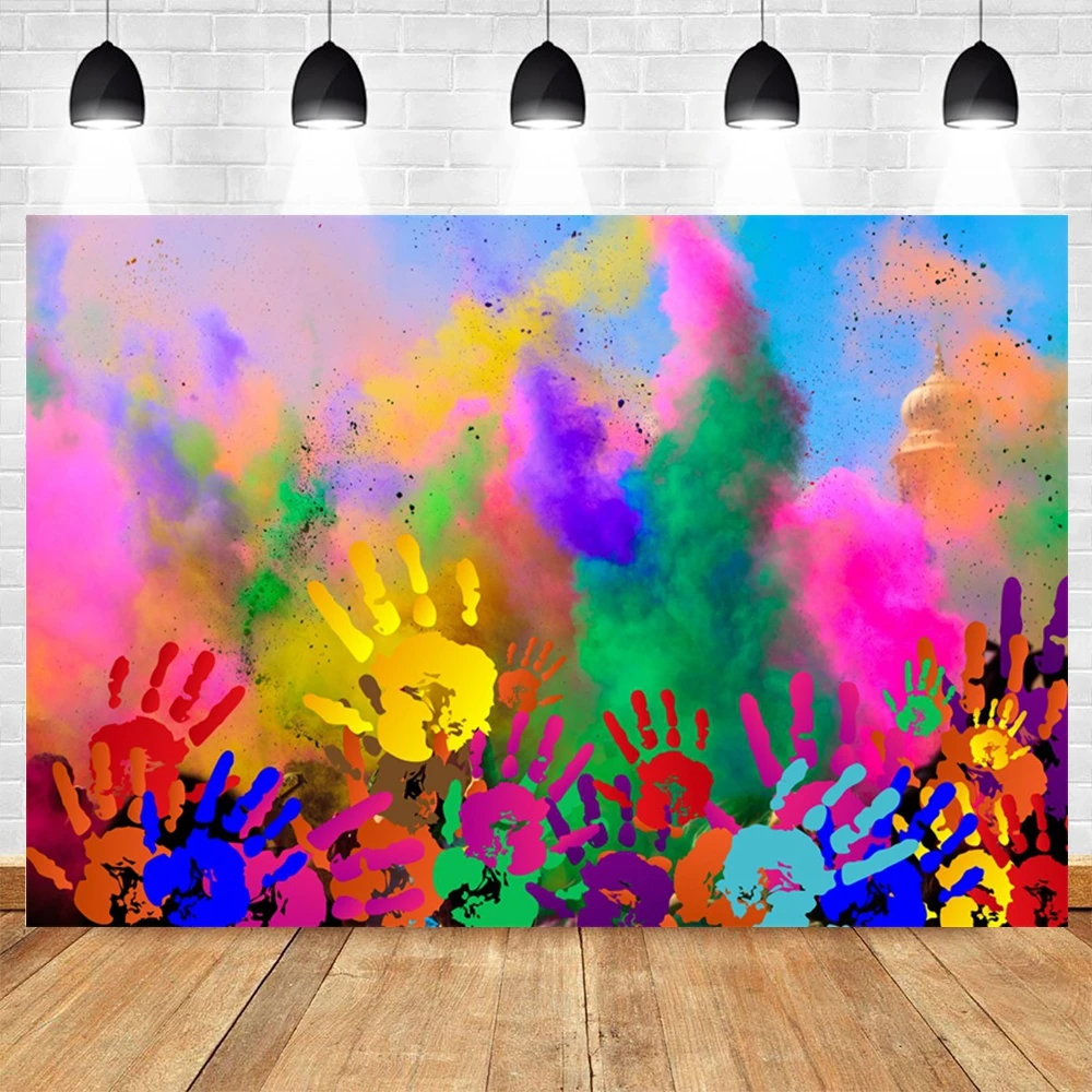 Colorful Paint Splash Backdrop Graffiti Abstract Art Painting Powder Dust Spray Birthday Adult Portrait Photography Background