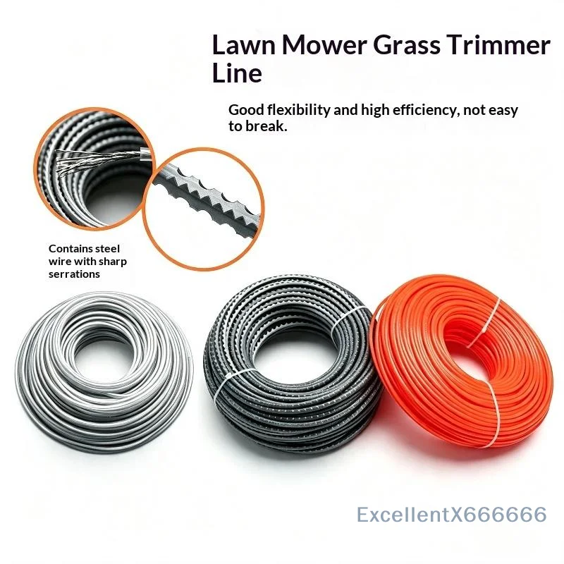 Heavy Duty Break Resistant Trimmer Line Serrated Edge Steel Core for Lawn Mowing Garden Landscaping Maintenance