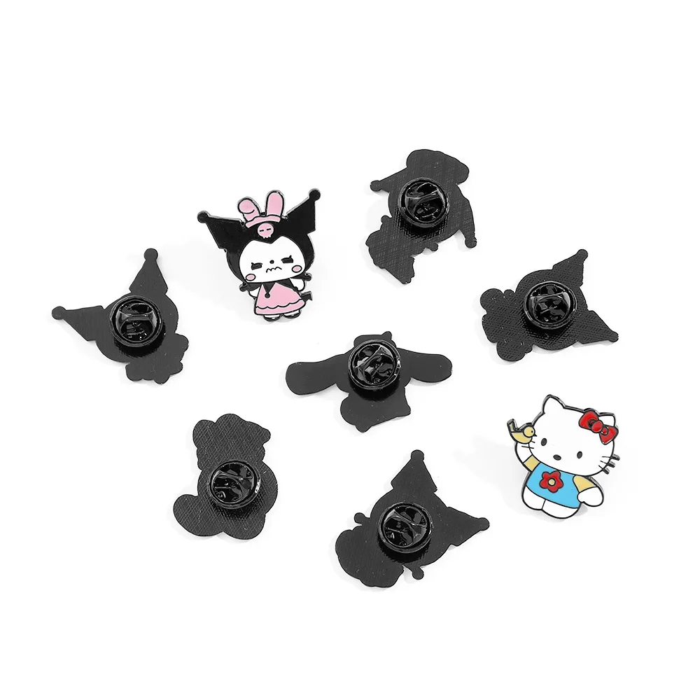 Sanrio Cartoon Brosche Anime Action figuren Hallo Kitty Kuromi Melodie Emaille Schmuck Luxus Frau Broschen Kinder Geburtstags geschenk