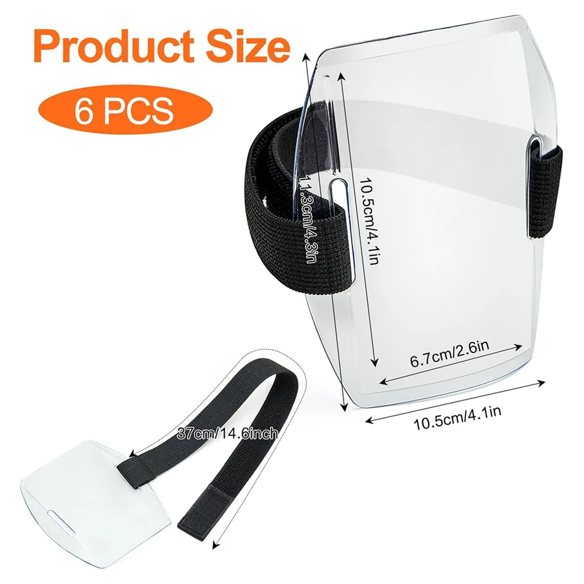 حامل شارة الذراع - 6 قطع من حامل بطاقات الهوية المقاوم للماء مع حزام مطاطي قابل للتعديل