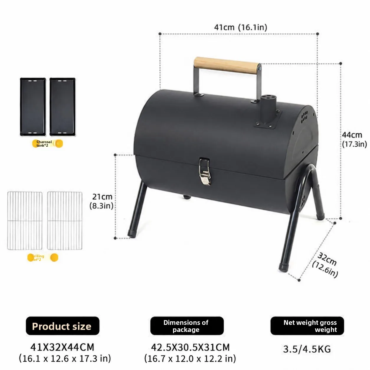 Double Sided Outdoor Grill Portable Camping Grill Outdoor Grill Folding Small Household Grill BBQ