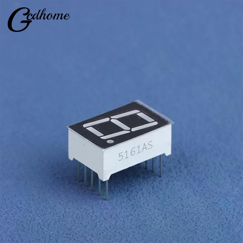 【W】10Pcs Digital Tube Common AnodeCathode 0.56 Inch 10Pins 5161AS 5161BS 1 Bit Digit 7 Segment Red LED Digital Display Digitron