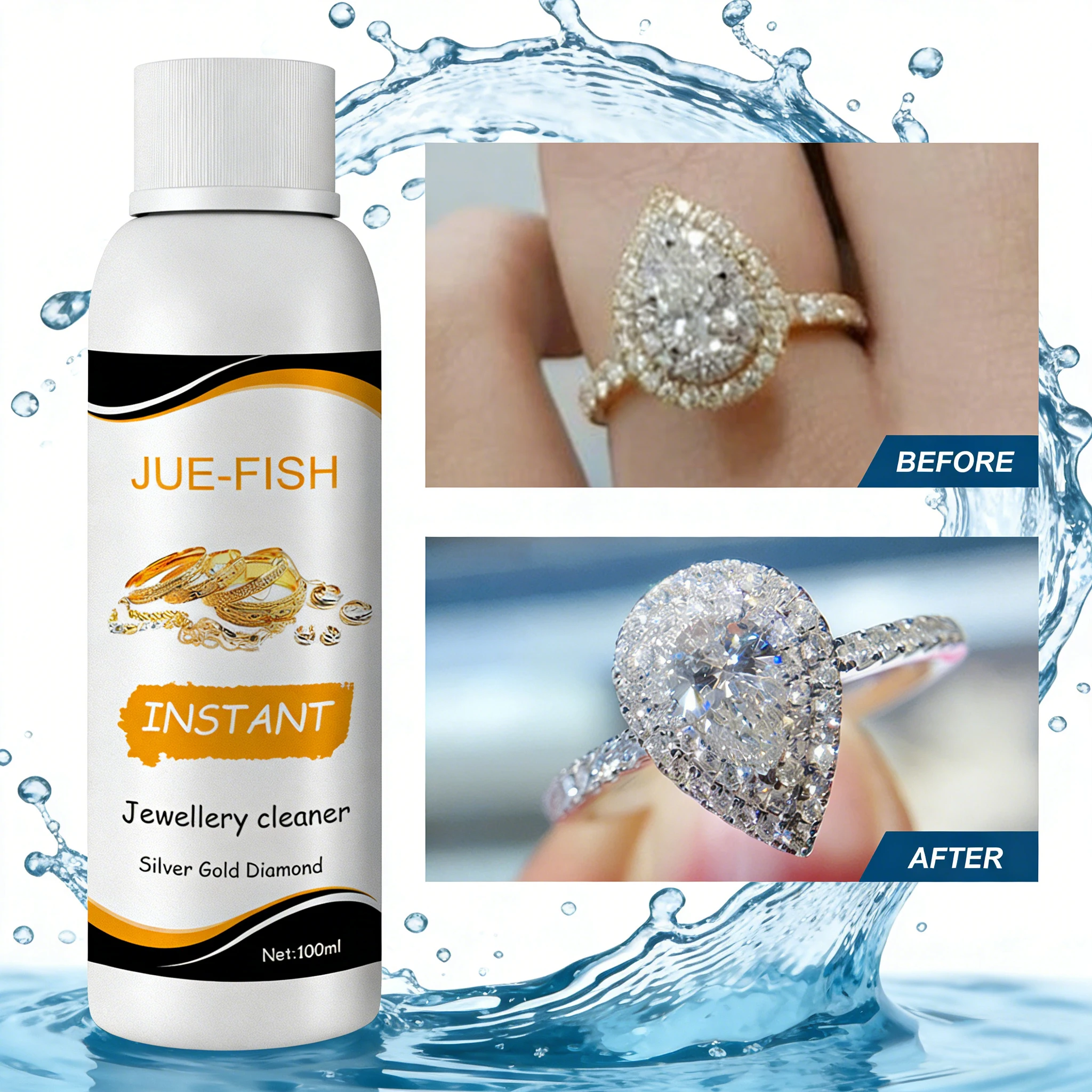 

100 мл жидкость для чистки ювелирных изделий, серебряных украшений, ожерелий, колец, полирующая жидкость для ухода за колец, моющее средство, многофункциональный очиститель