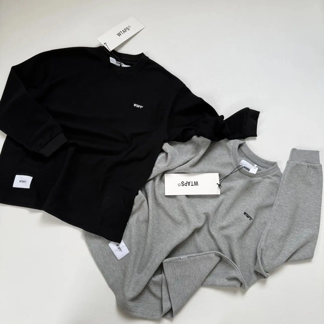 WTAPS 2026 Autumn Winter Waffle Knit Long Sleeve Tee Unisex Oversized Japanese Fashion Casual  Neck Couple Streetwear T-Shirt - view 6