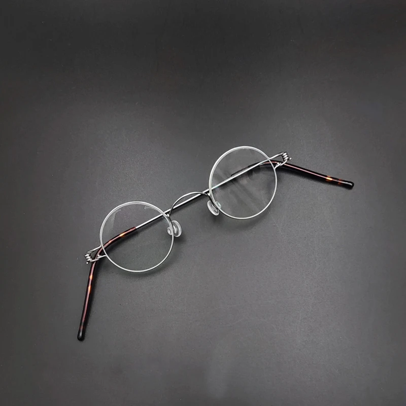 Vintage round diameter 35mm myopia prescription glasses handmade photosensitive graying, brown reading eyeglasses