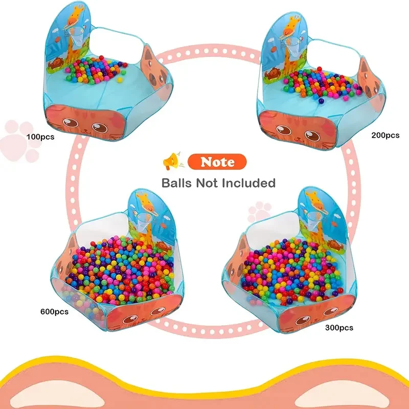 Children'S Giraffe Ocean Ball Pool Fence Tent Convenient Folding Indoor Playhouse Toy Pool Bobo Pool Throwing Basketball Pool