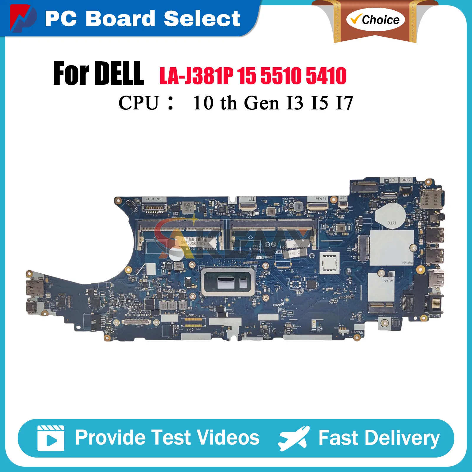 

Laptop Motherboard For Dell Latitude 5510 FDW50 LA-J381P with I5 I7-10th Gen CPU DDR4 0JD0KX 0HT7GC 0J67M8 Tested OK