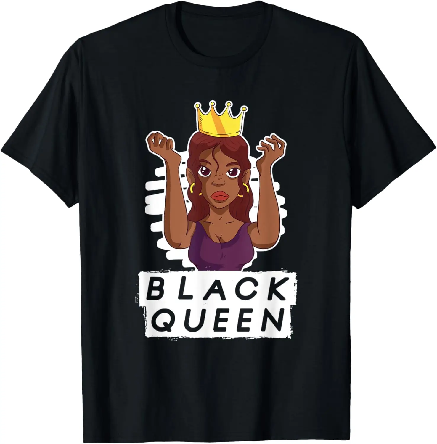 Woman Black Queen Afro African American Melanin Natural Hair T-Shirt