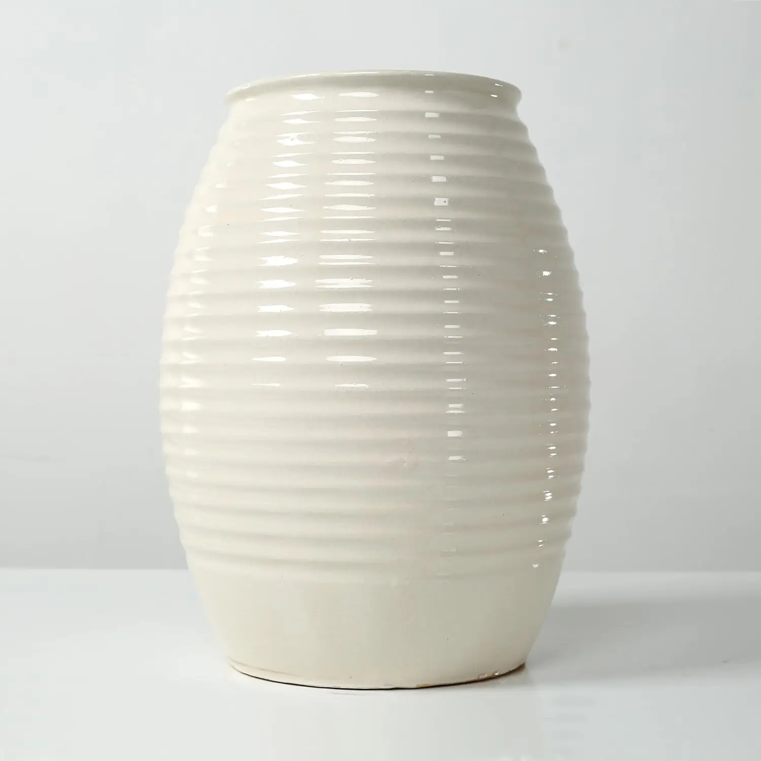 Approx. 14 Inches High Off White Ceramic Coil Pot