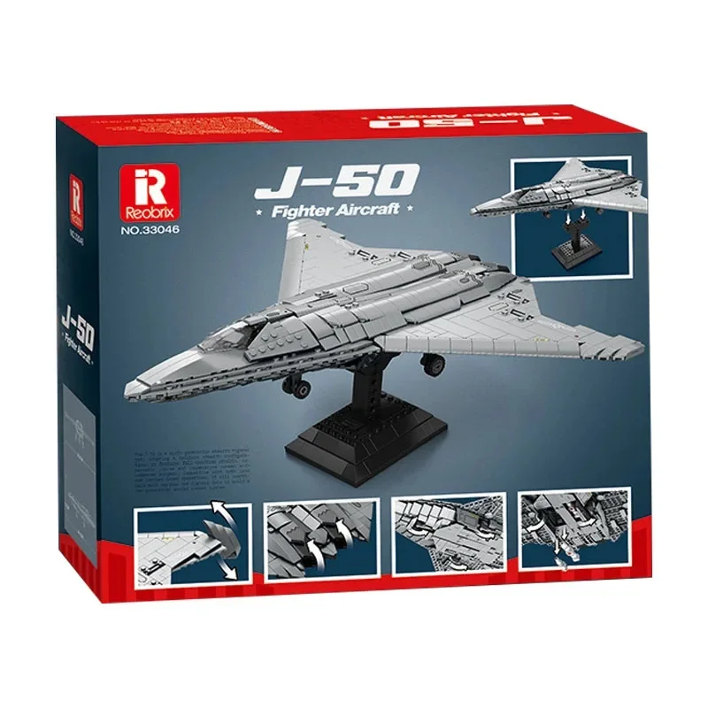 IN STOCK Reobrix 33046 J-50 Sixth-Generation Stealth Fighter Building Blocks Bricks Assembling DIY Adult Toy Christmas Gift Set