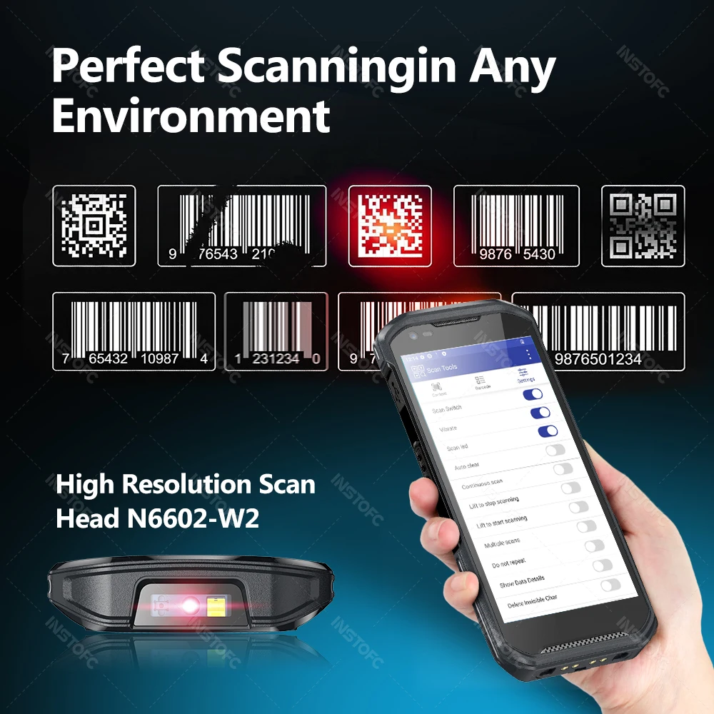 4G64G Android 13 Mobile PDA Terminal Data Collector with Charger Base Bluetooth Wifi Rugged IP67 Device for 1D 2D Barcode Reader