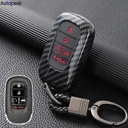 Carbon Fiber Car Remote Key Fob Cover Case Shell For Honda Civic Accord Pilot HRV HR-V CRV CR-V 2023 2024 2025 keyring keychai