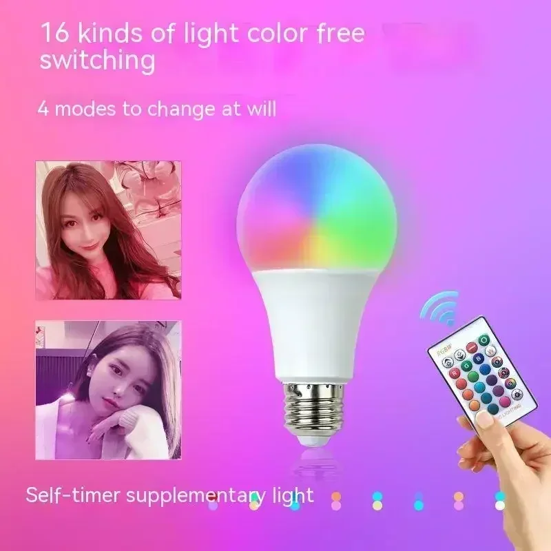 หลอดไฟนีออน lampu tidur LED อัจฉริยะหรี่แสงได้16สีหลอดไฟ E27 RGB ควบคุมระยะไกลหรี่แสงได้หลอดไฟมหัศจรรย์ไฟตกแต่งห้องปาร์ตี้