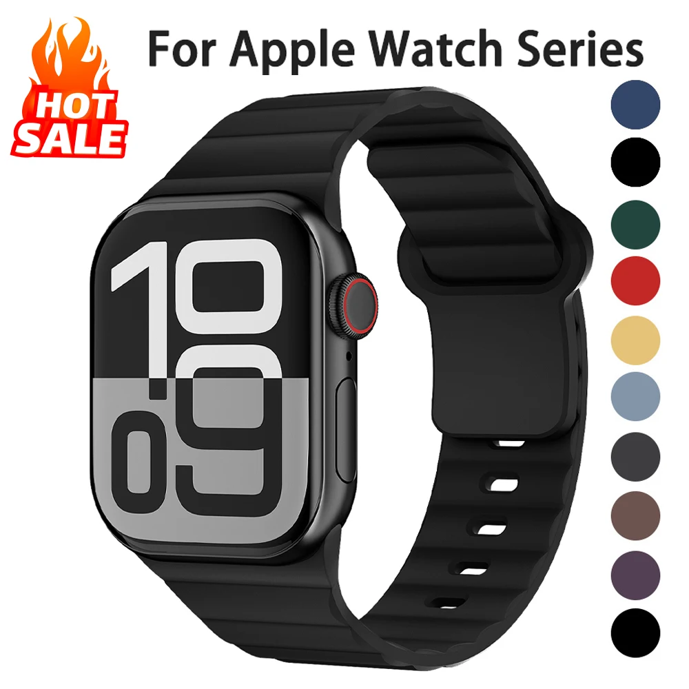 

Silicone Strap for Apple Watch Bands 46mm 44mm 45mm 40mm 42mm 41mm Sport Correa Bracelet iWatch Series 11 10 SE 9 8 7 6 5