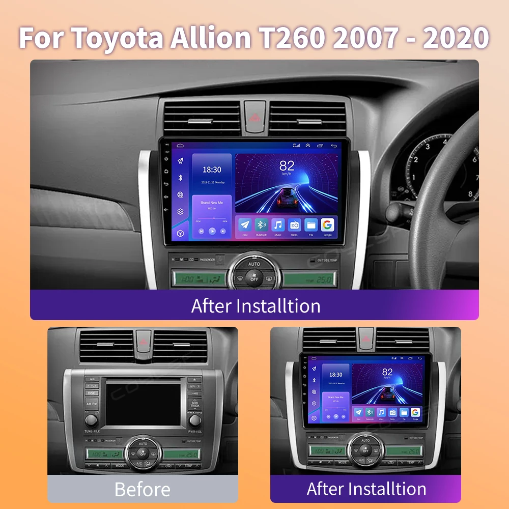 9 hüvelykes android 13th autó Rádióadó Játszadozó hifi fejét Egyszeres számára toyota allion premio 2007-2015 Szikratávirát android automat carplay wifi