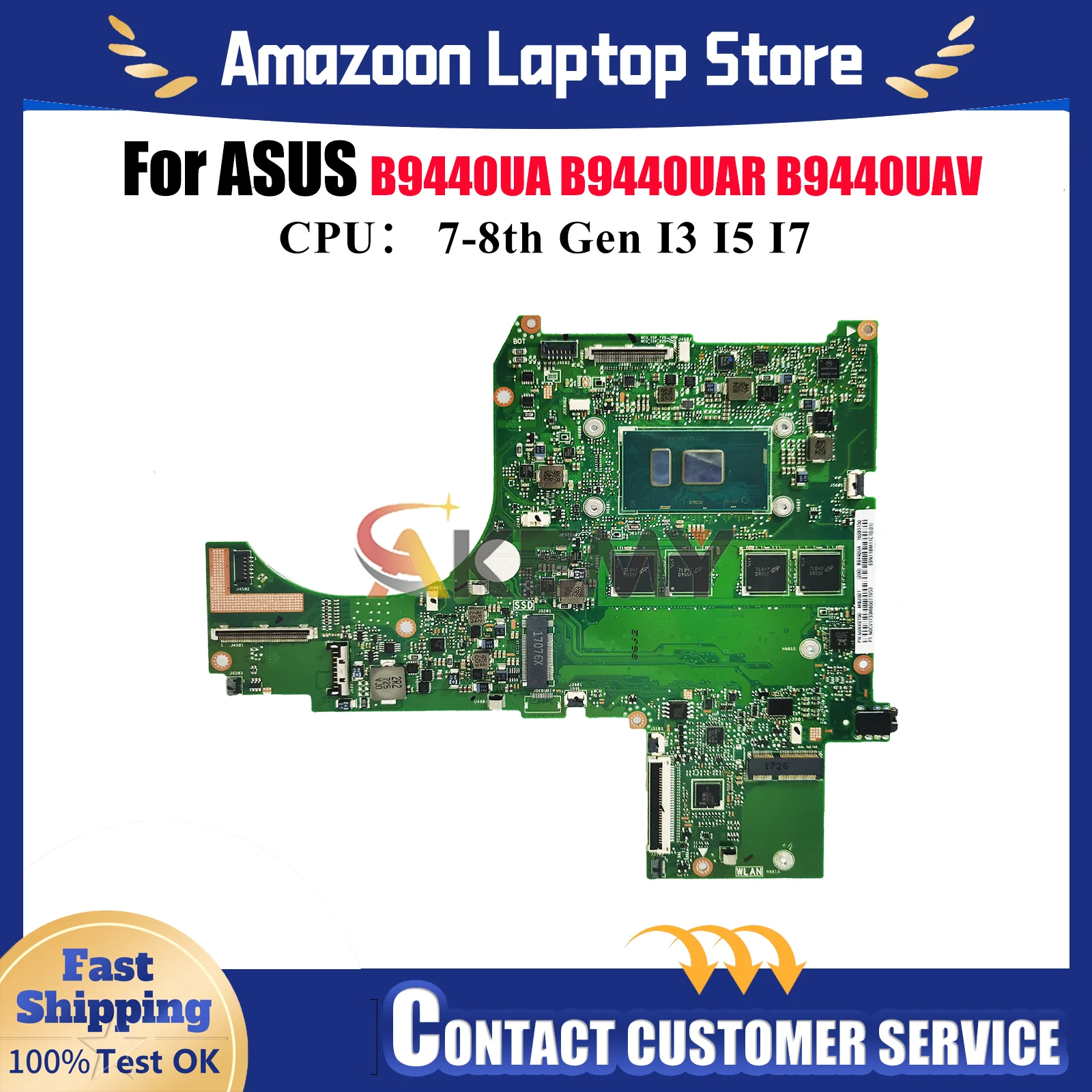 

B9440UA Laptop Motherboard For ASUS ExpertBook B9440UA B9440UAR B9440U B9440UAV Mainboard With I3 I5 I7 CPU 100% tests OK stk