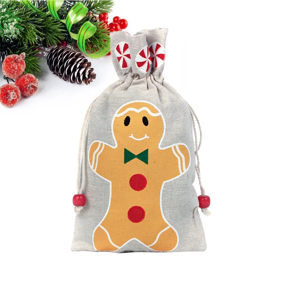 

10 Pcs Christmas Gift Bag Candy Gingerbread Sack Man Bags Packing Treats Gingerbreadman Festive Cookie