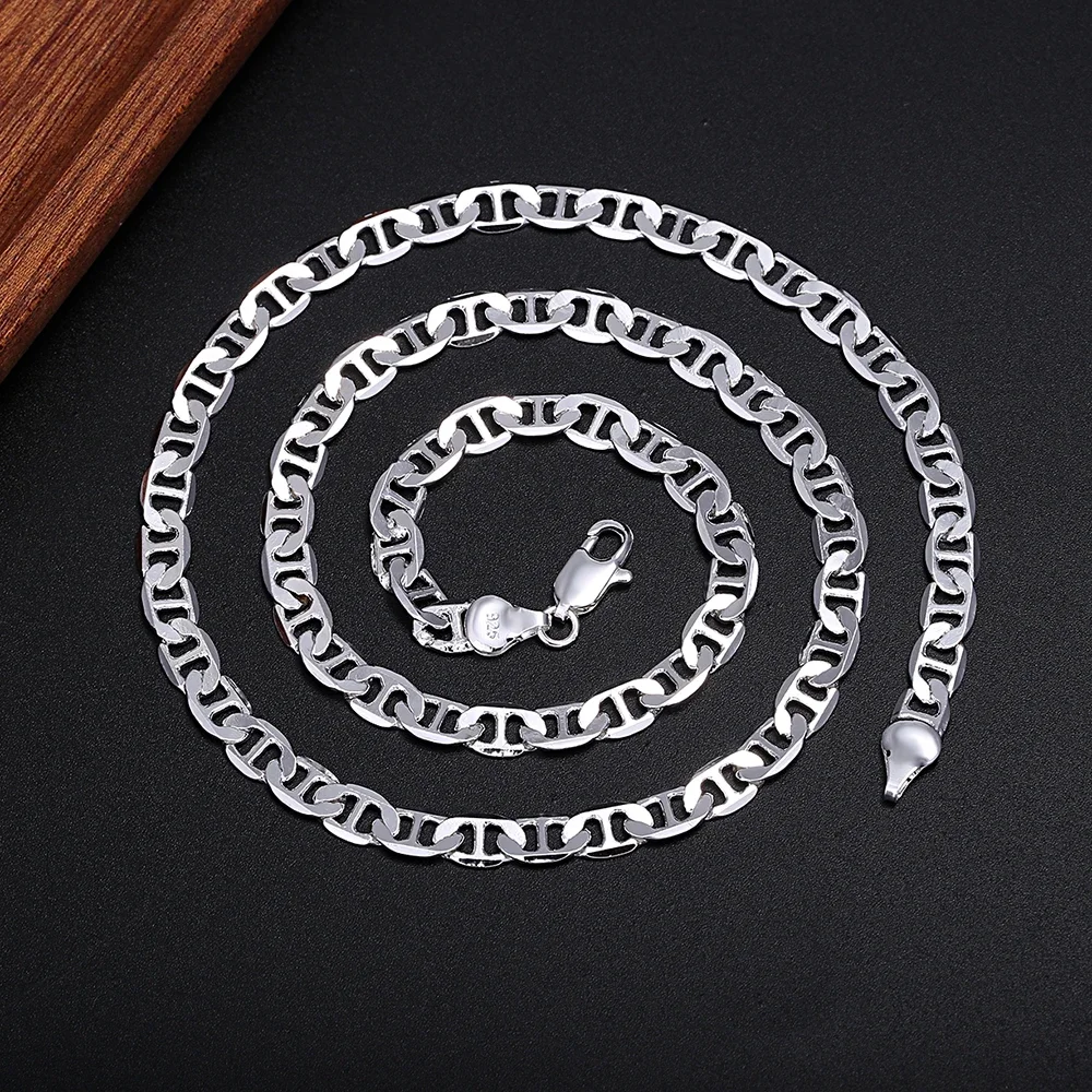 

Classic Silver Mariner Link Chain – Polished Stainless Steel, Waterproof Hip Hop Jewelry for Men & Women