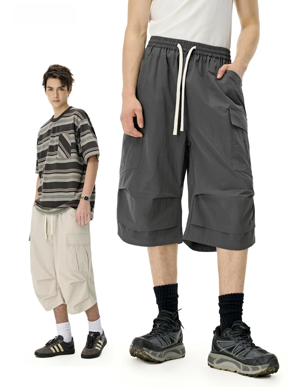 

Men's Summer Thin Qui Dry Cool Feeling Work Pants Loose Straight Leg Casual Trousers Faionable Versatile Polyester Fiber