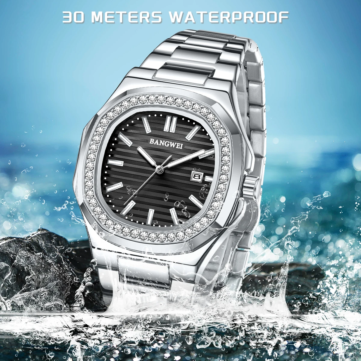 LIGE ธุรกิจนาฬิกาผู้ชายนาฬิกาควอตซ์กันน้ำนาฬิกาส่องสว่างสไตล์สายสแตนเลสกีฬานาฬิกาสำหรับชายรีโลจ ฮอมส์