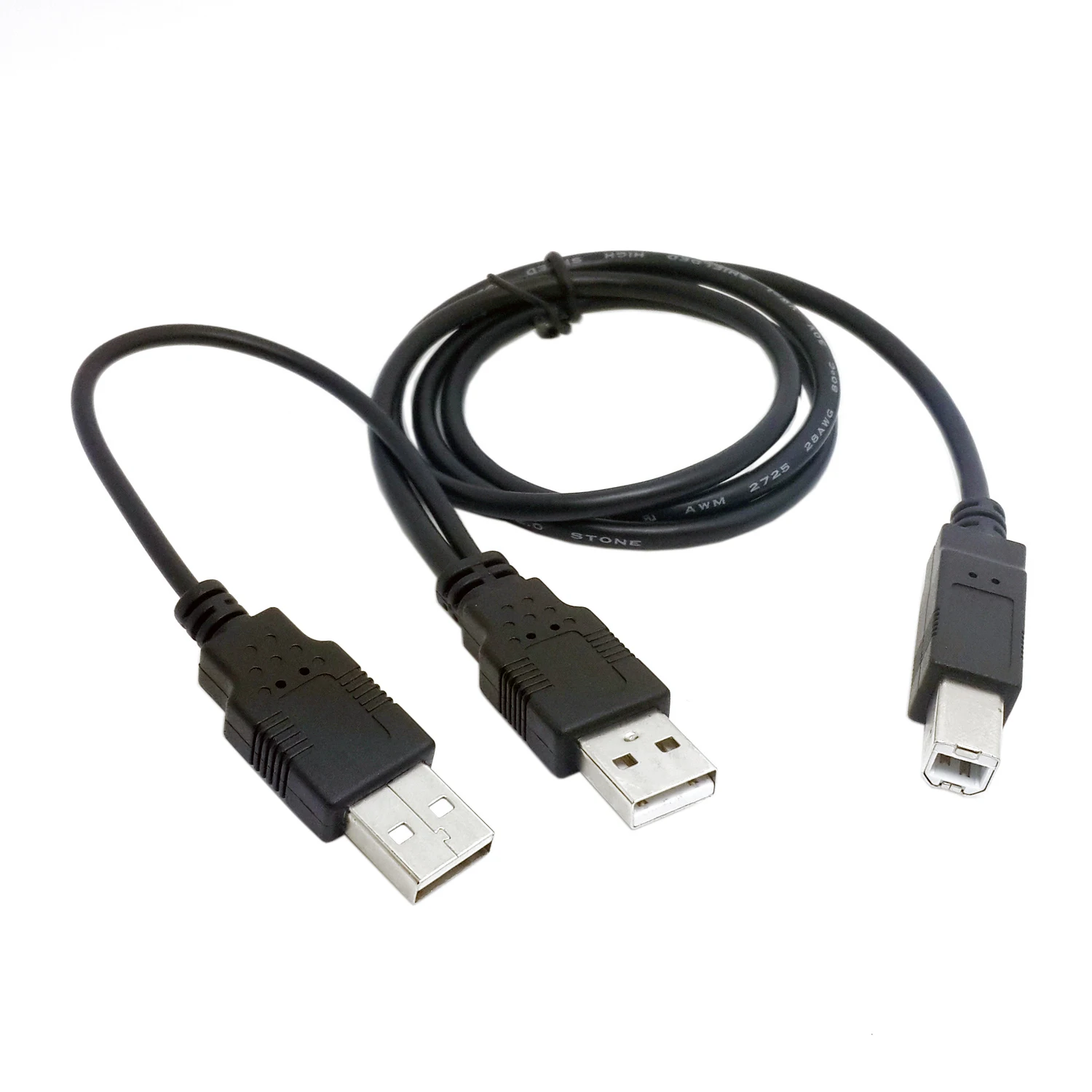 Cablecc-Cable Dual USB 2,0 macho a macho B estándar, Cable Y para impresora, escáner Y unidad de disco duro externo, 80cm