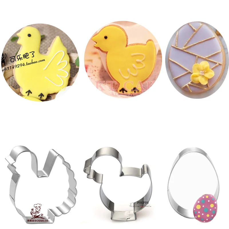 

3pcs patisserie reposteria Rooster Hen Egg Fondant Cake Decor Tools Cookie Cutter Chocolate Biscuit Mold Pastry Shop Paste Mould