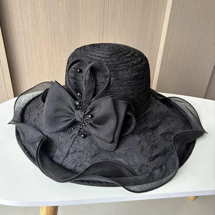 Women's Fashionable Top Hat: Floral Lace Sun Protection Hat, Summer Sun Protection, Fisherman's Hat, Beach Face-Covering Sun Hat