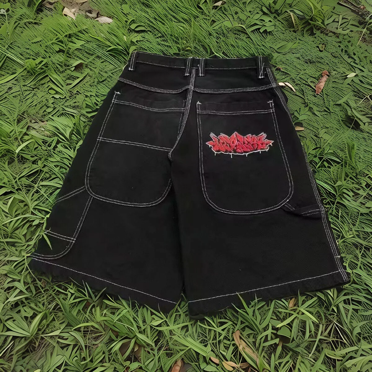 

Джинсы с низкой талией в стиле хип-хоп с вышивкой и принтом скейтборда, летние, свободные, прямого кроя, защищающие от жары