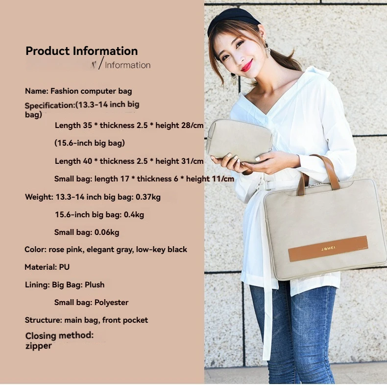 Laptoptasche für MacBook Air Pro 16, Notebook-Hülle, Hülle, HP, Huawei, Lenovo, Dell 13,3 14 15,6 Zoll, Schultertasche, Aktentaschen – Detail 8
