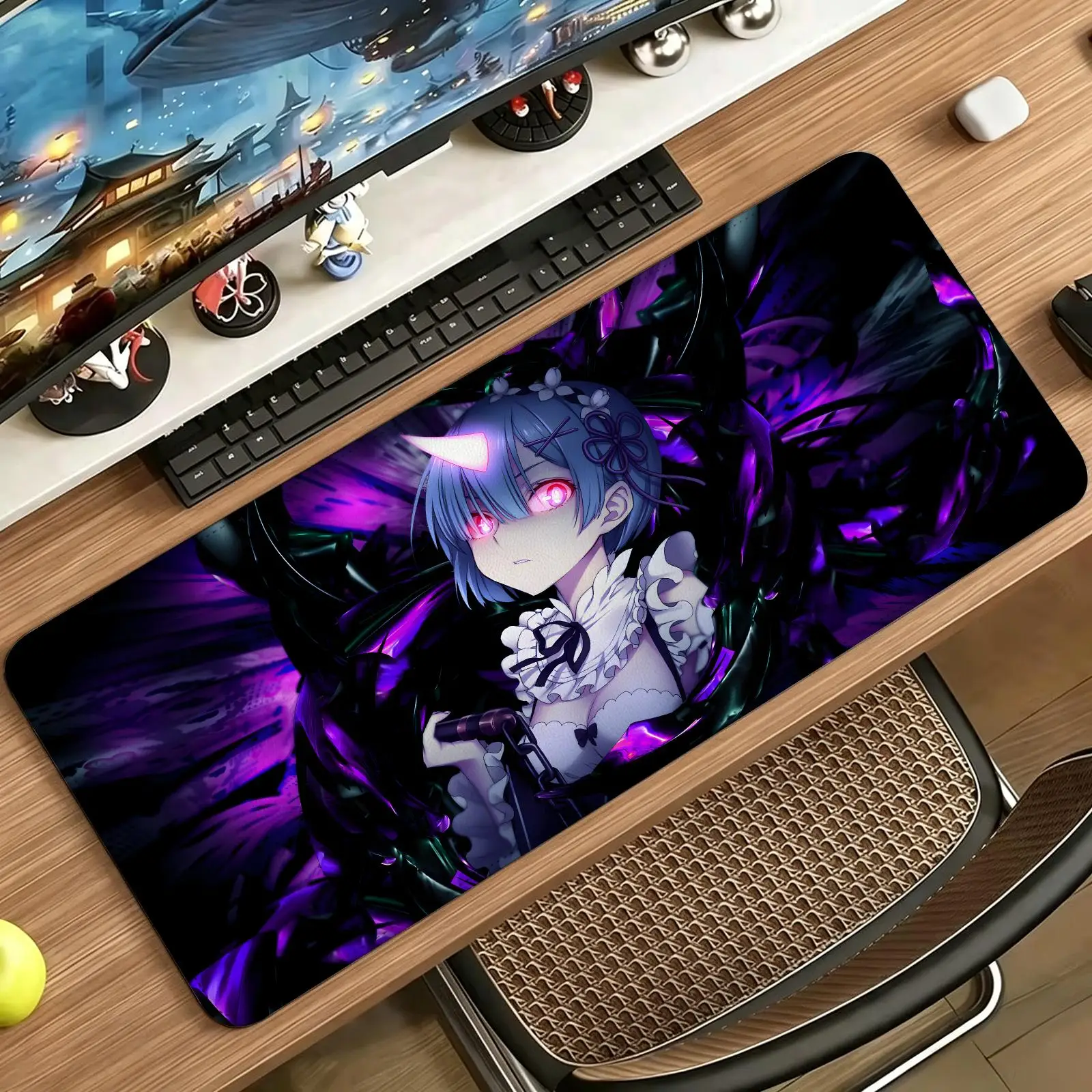 Mouse Pad Esports gaming mouse pad,Anime Re Zero Rem stitched edge computer desk mat,anime style desktop mouse mat