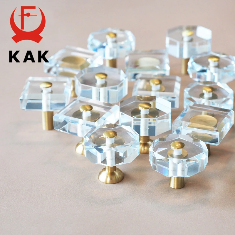 

KAK 30 мм Хрустальные Ручки для шкафа и Ручки Латунная медная кухонная ручка квадратная дверная ручка для шкафа мебельные ручки дверная фурнитура