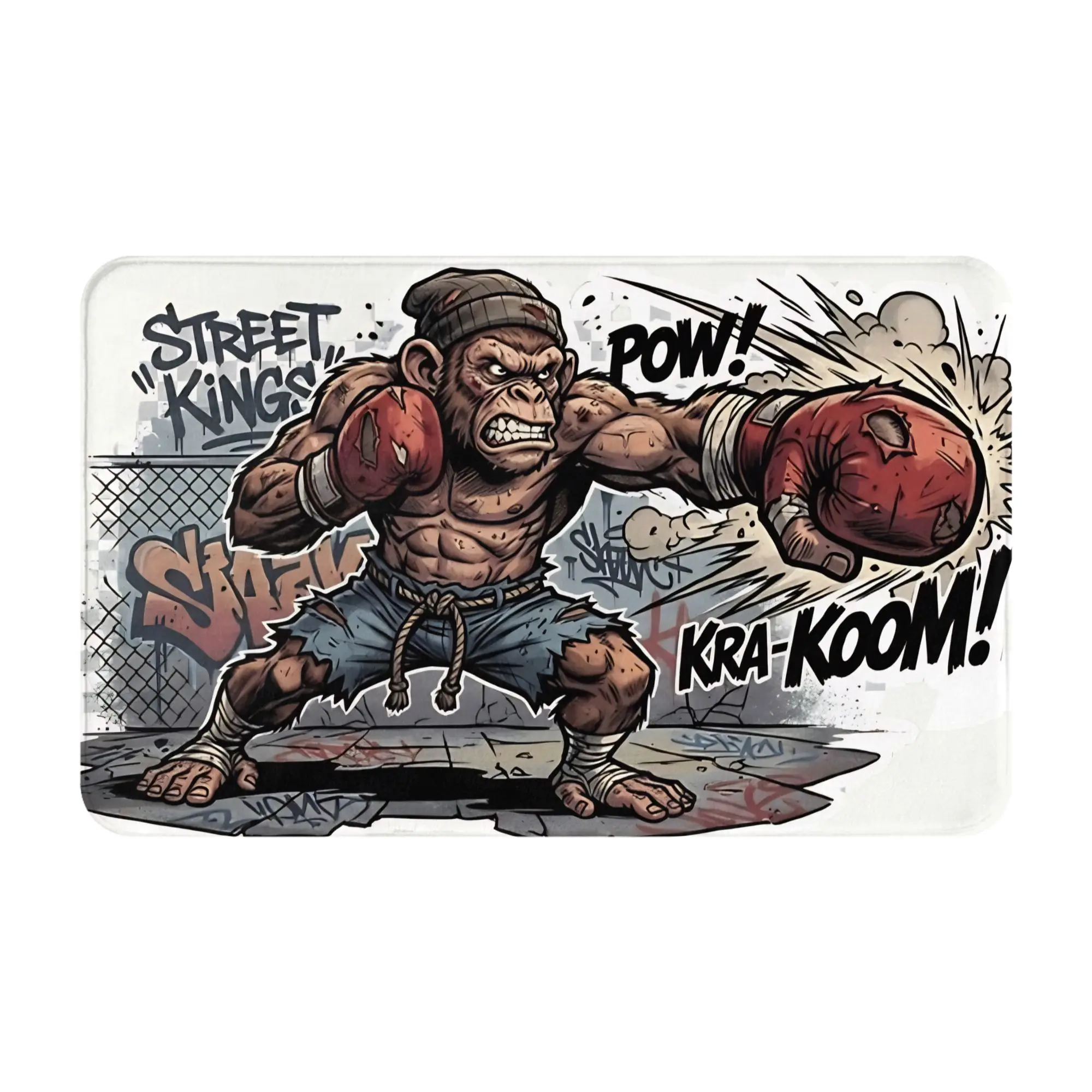 Angry Street Fighter  Decorations Bathroom Mat Punch Monkey Doormat Kitchen Carpet Entrance Door Rug Home Decoration