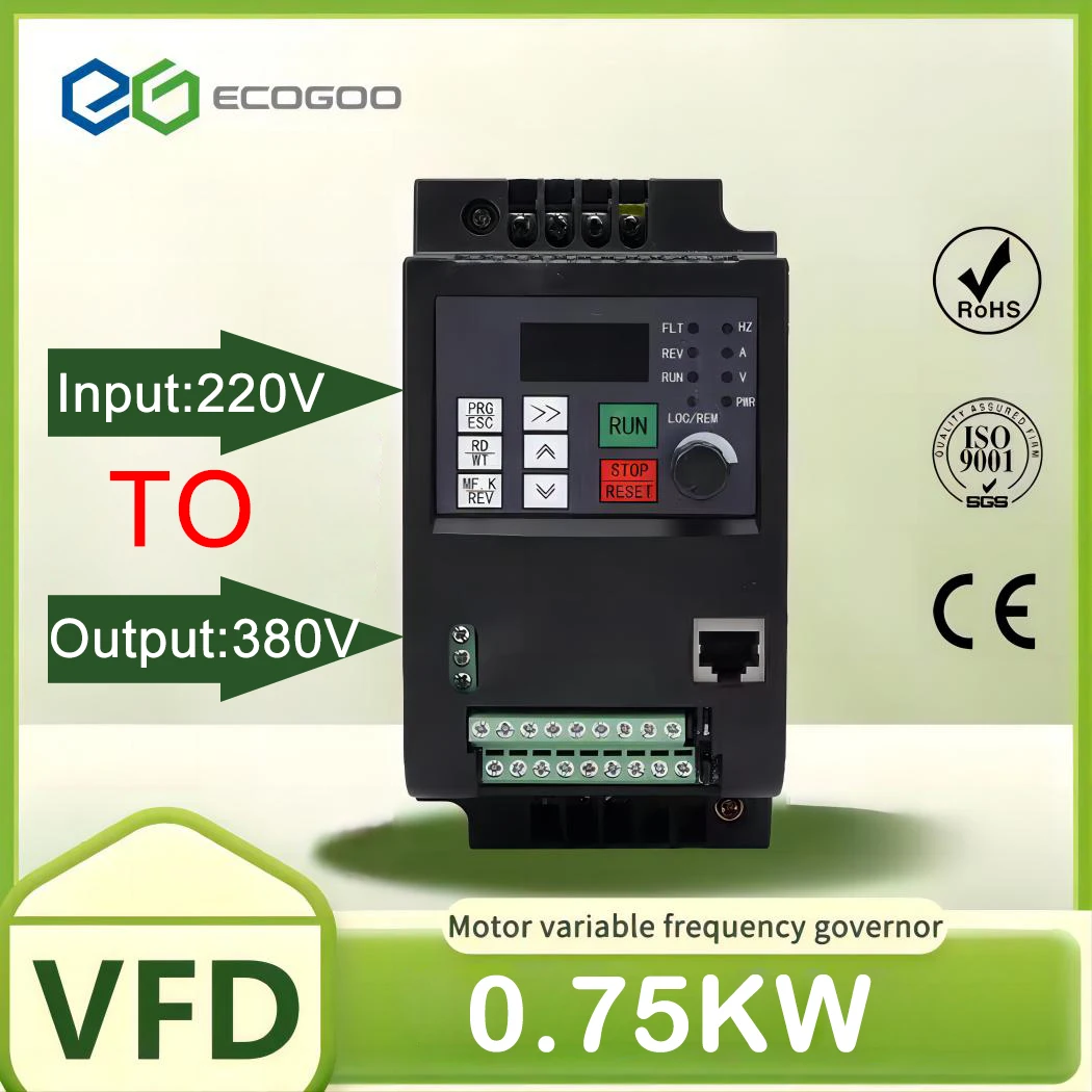 EG9600 Multi Power (0.75KW/1.5KW/2.2KW), Multi Voltage (220V/380V) 3HP Output Inverter: Motor Speed Control Controller