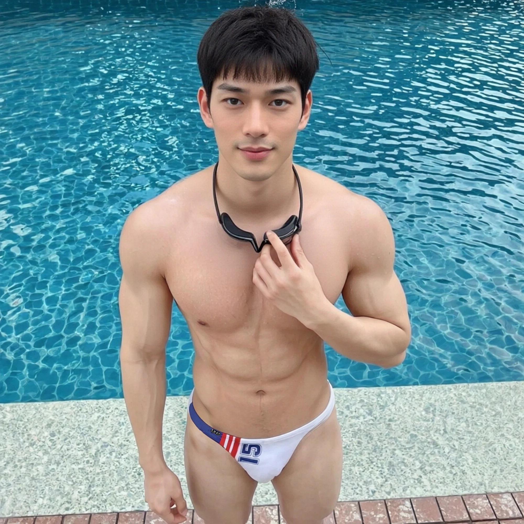 Ropa Interior Masculina Sexy con Estampado de Letras, Cintura Baja, Ultrafina, Transpirable, de Secado Rápido, Tipo Bikini, C...